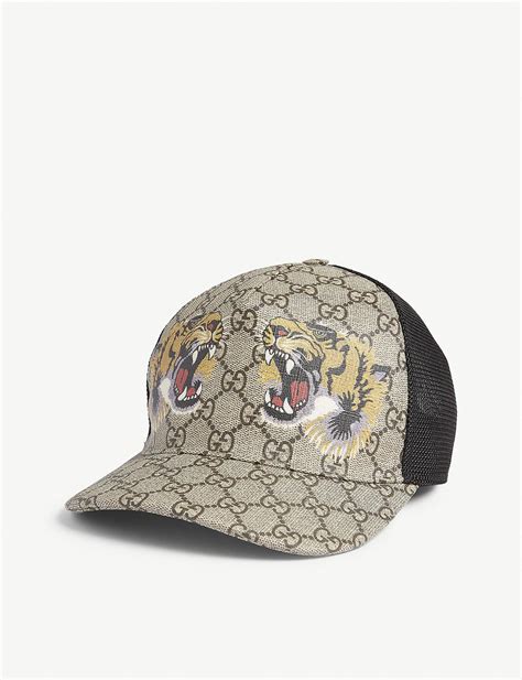 gucci cap herren tiger|Gucci tiger baseball cap brown.